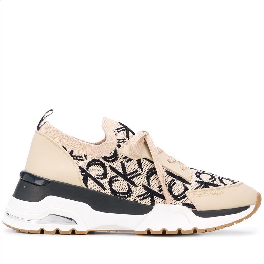 Calvin Klein monogram sneakers CK letter beige black - Picture 1 of 11